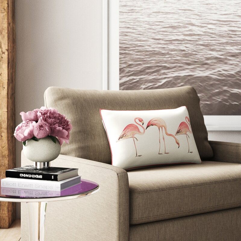 Eastern Accents Sumba Hand-Painted Flamingos Lumbar Pillow Cover & Insert - Image 0