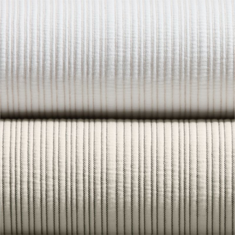 Matelasse Crisp White with Natural Stripe Organic Cotton Window Curtain Panel 52"x120" - Image 3