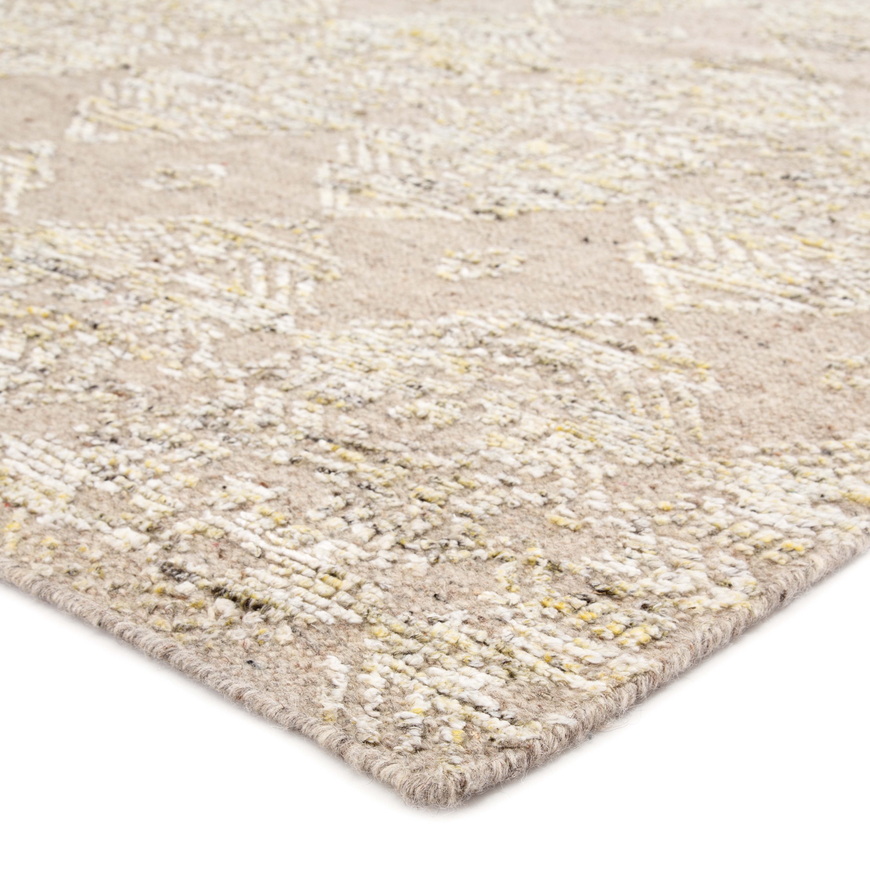 Dentelle Hand-Knotted Geometric Beige/ Gold Area Rug (8'X10') - Image 1