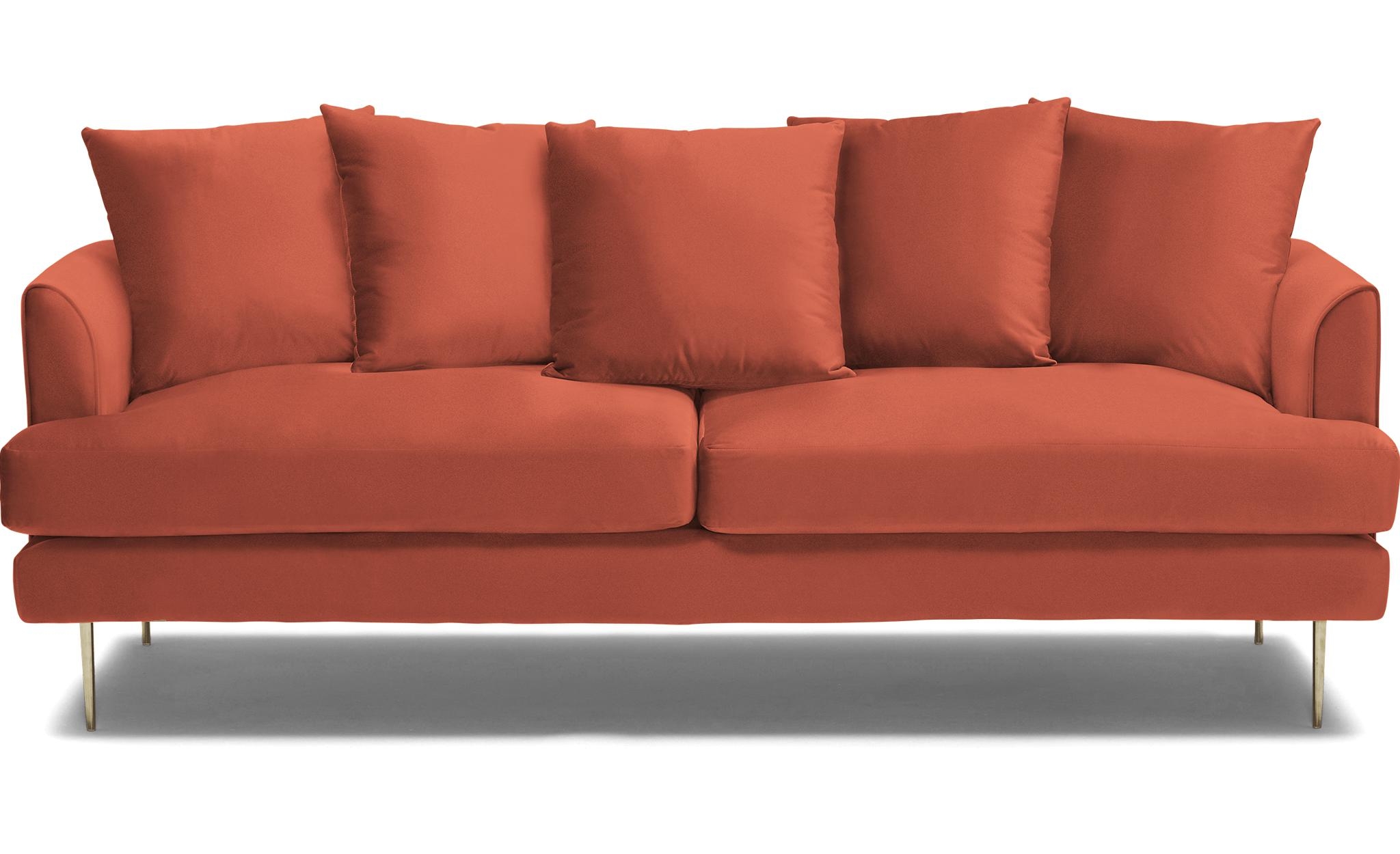 Orange Aime Mid Century Modern Sofa - Key Largo Coral - Image 0