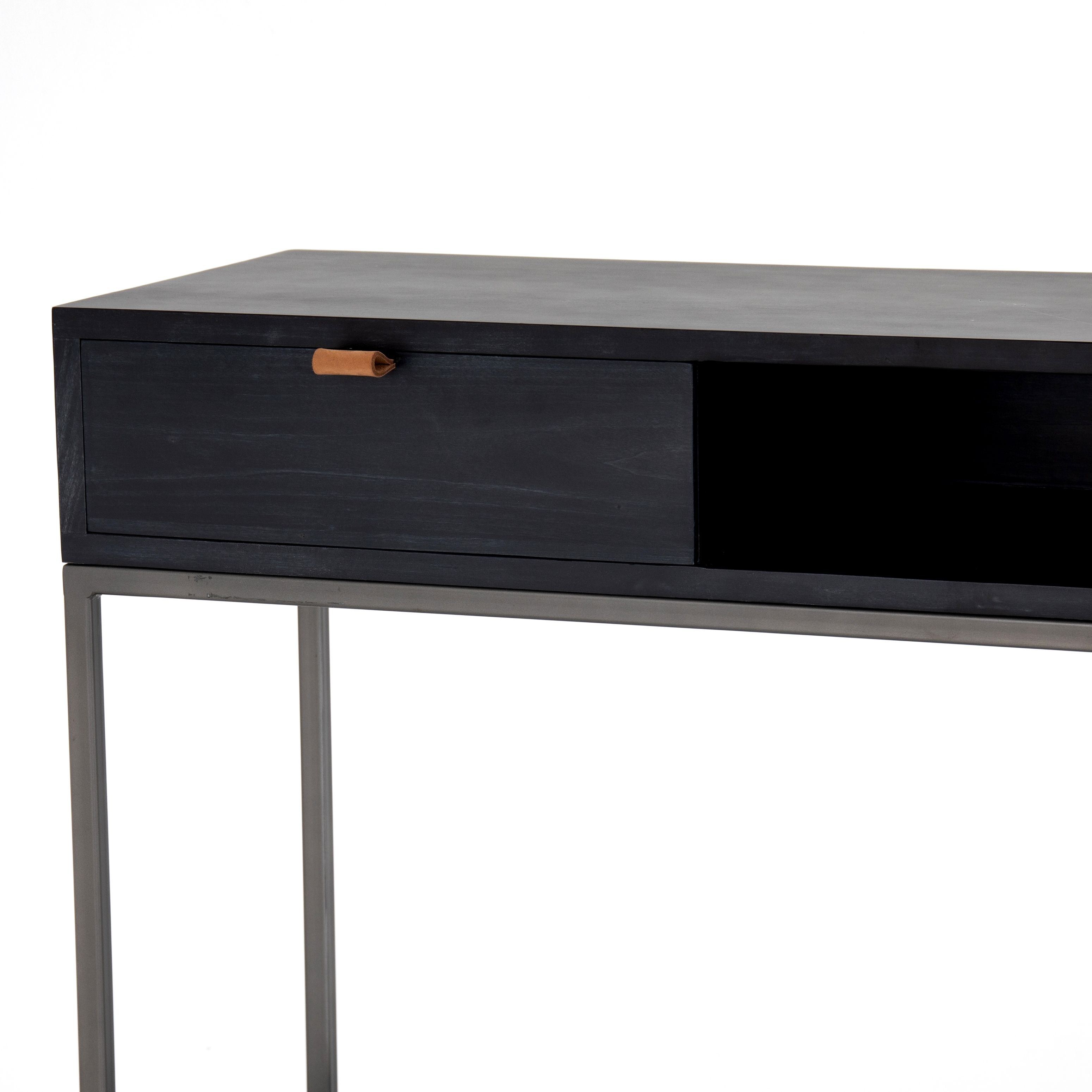 Trey Console Table-Black Wash Poplar - Image 1