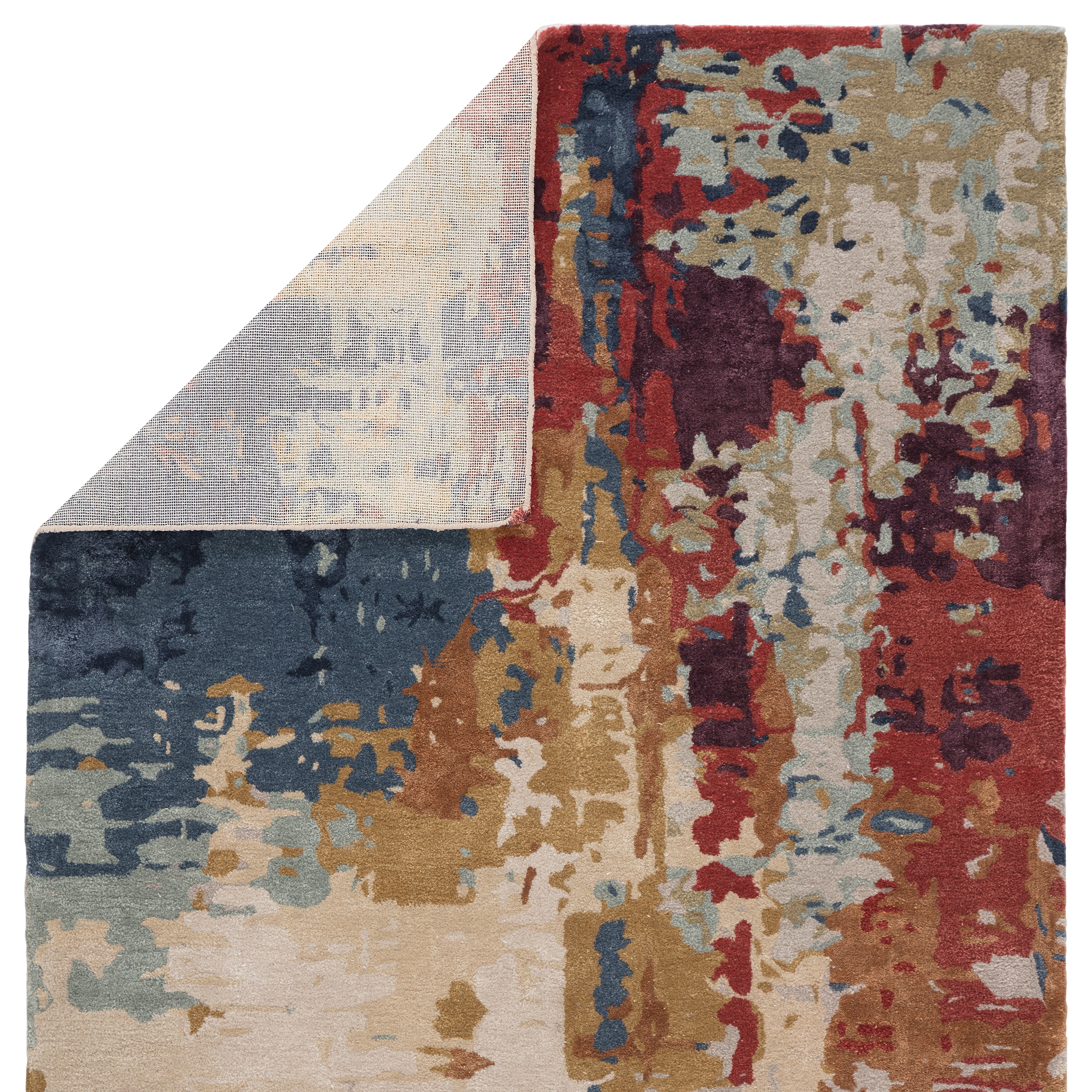 Matcha GES45 Handmade Abstract Red and Blue Area Rug (6'x9') - Image 2