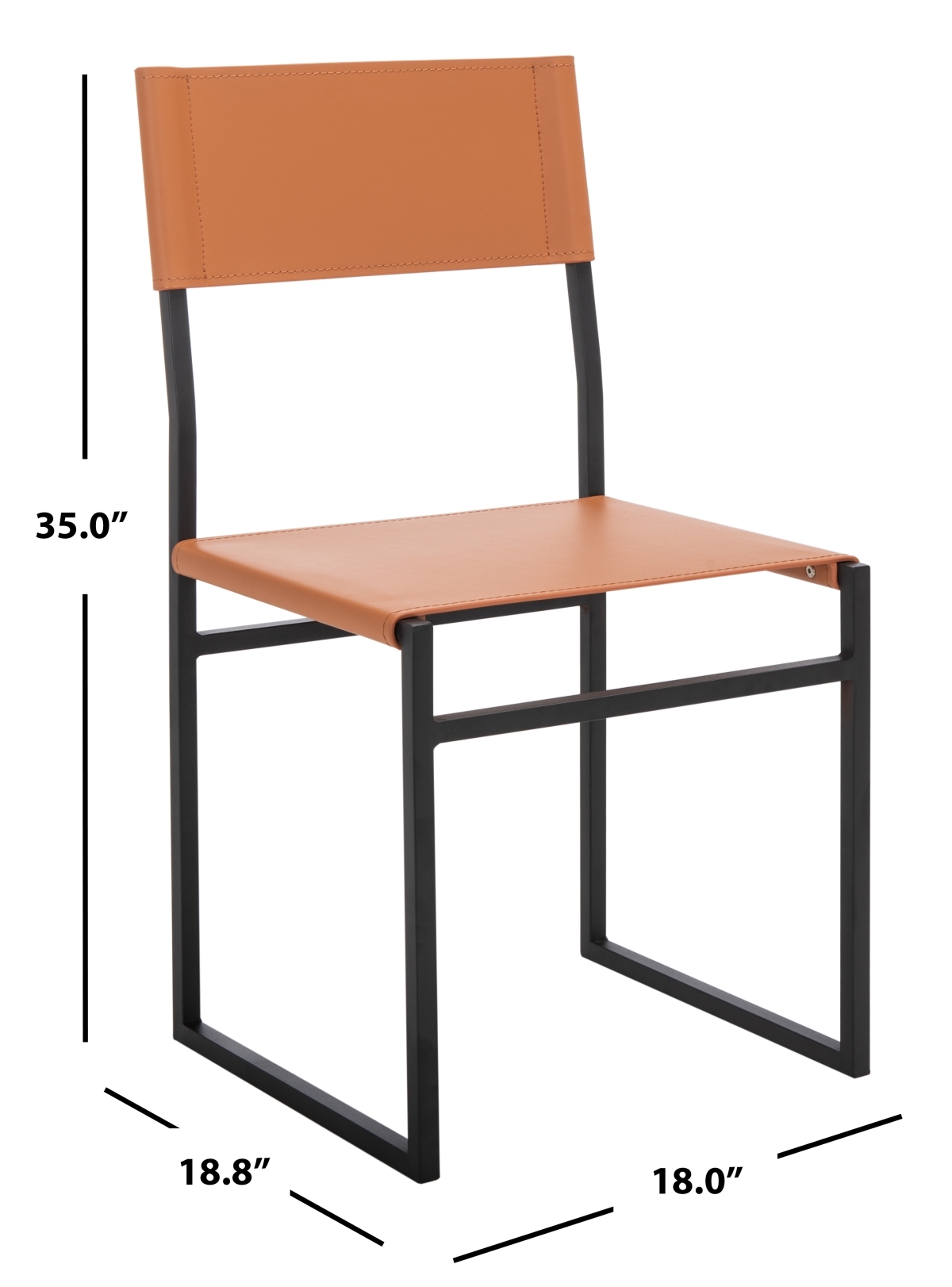 Layne Dining Chair - Cognac / Black - Safavieh - Image 9