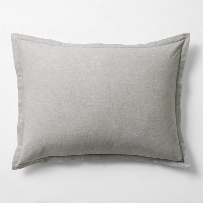Cozysoft Organic Flannel Grey Standard Bed Pillow Sham - Image 0