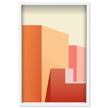 Oliver Gal Freeshape Building 9 24x36 Orange Framed Art - Image 0