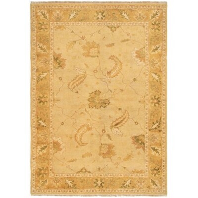 One-of-a-Kind Ahna Hand-Knotted 2010s Ushak Yellow 6'5" x 9'2" Wool Area Rug - Image 0