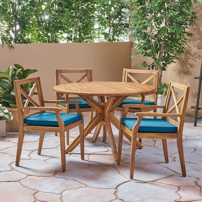 Coleraine Outdoor 5 Piece Dining Set with Cushions - Image 0