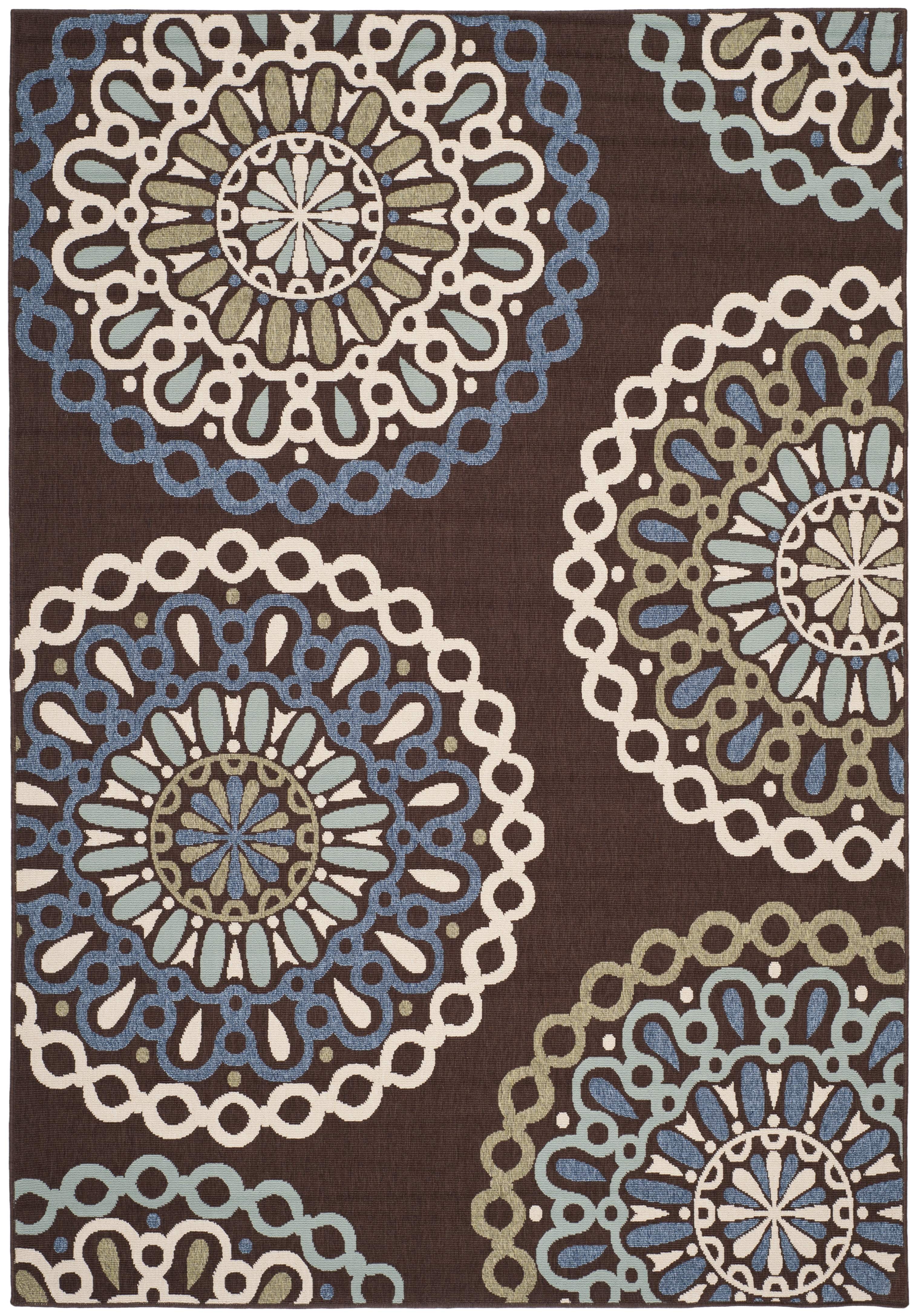 Arlo Home Indoor/Outdoor Woven Area Rug, VER092-0625, Chocolate/Blue,  6' 7" X 9' 6" - Image 0