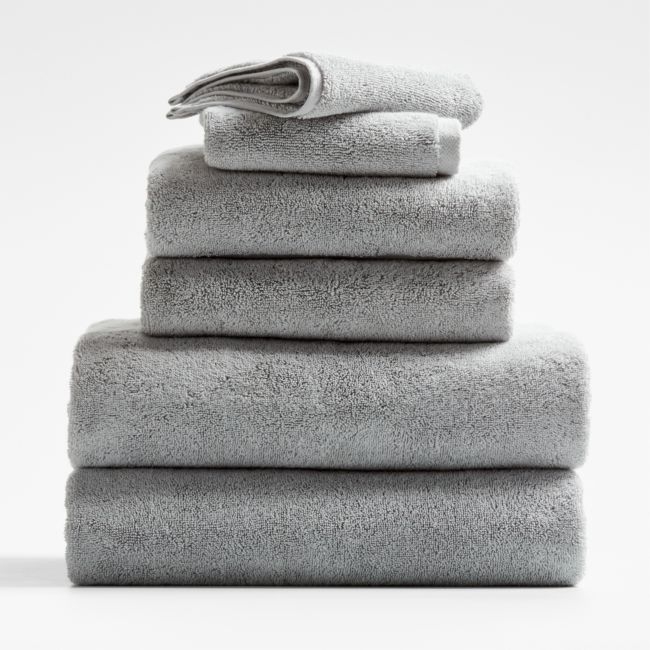 Organic Turkish Cotton Mist Blue Towels, Set of 6 - Image 0
