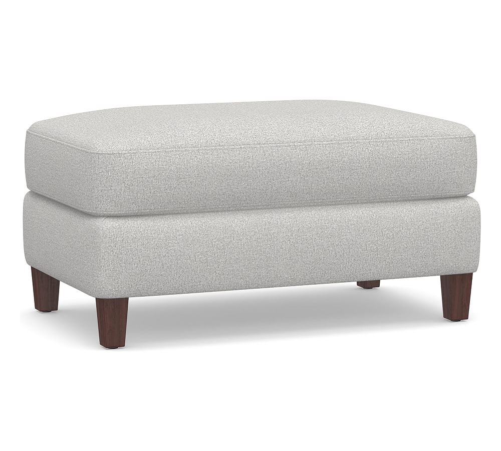 SoMa Ember Upholstered Ottoman, Polyester Wrapped Cushions, Park Weave Ash - Image 0