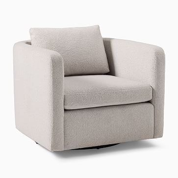 Bacall Swivel Chair, Poly, Frost Gray, Basket Slub, Concealed Supports - Image 1