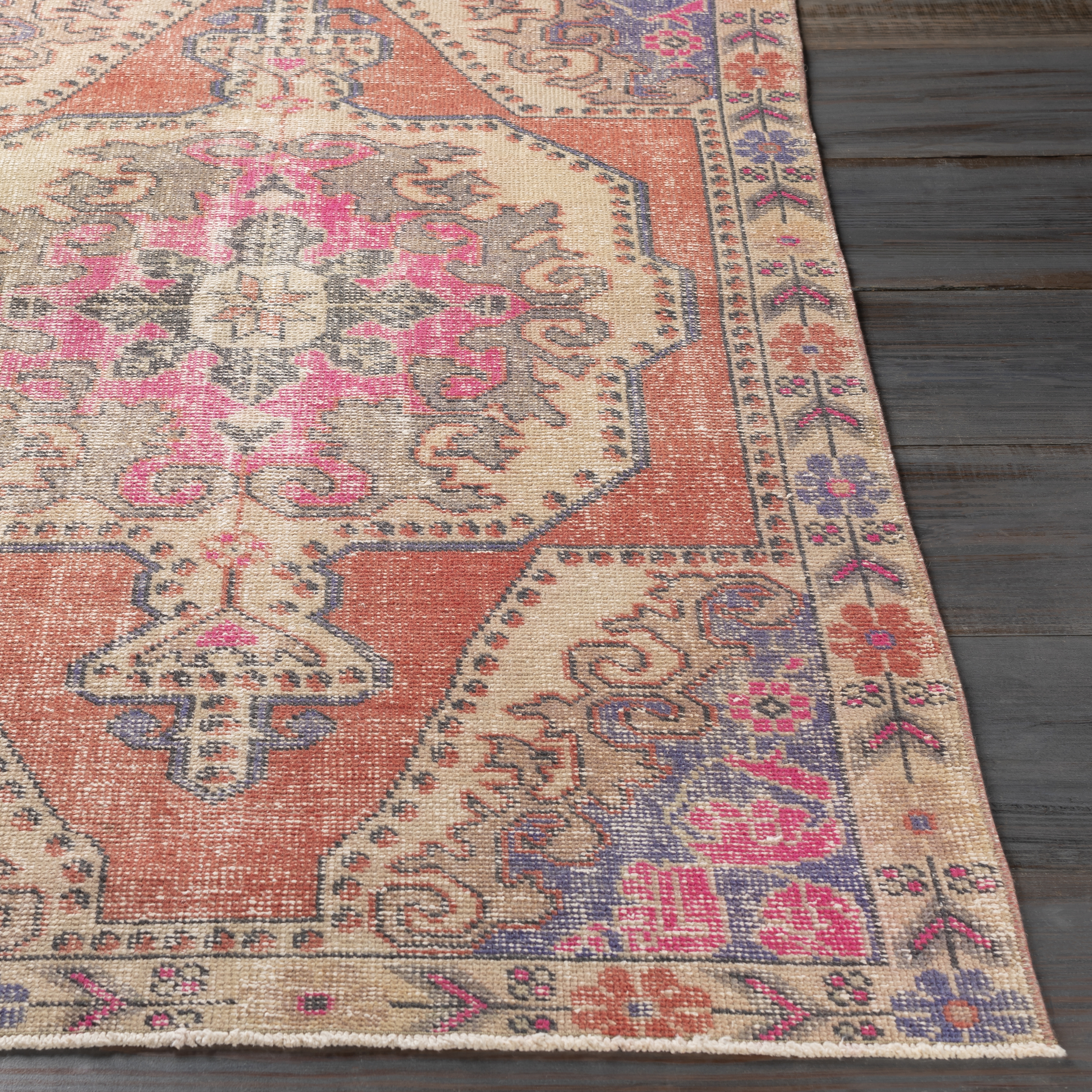 Antique One of a Kind  Indoor 4'2" x 6'8" Handmade Rug - Image 2