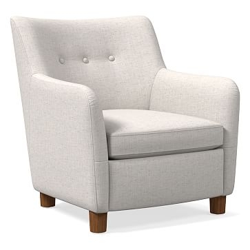 Teddy Chair, Poly, Performance Coastal Linen, White, Dark Walnut - Image 0