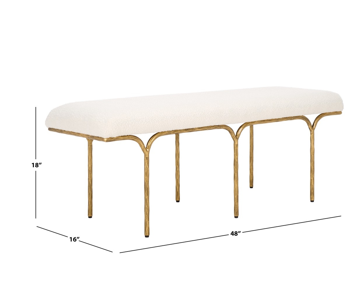 Marvin Boucle 48" Bench - Ivory / Brass - Image 7