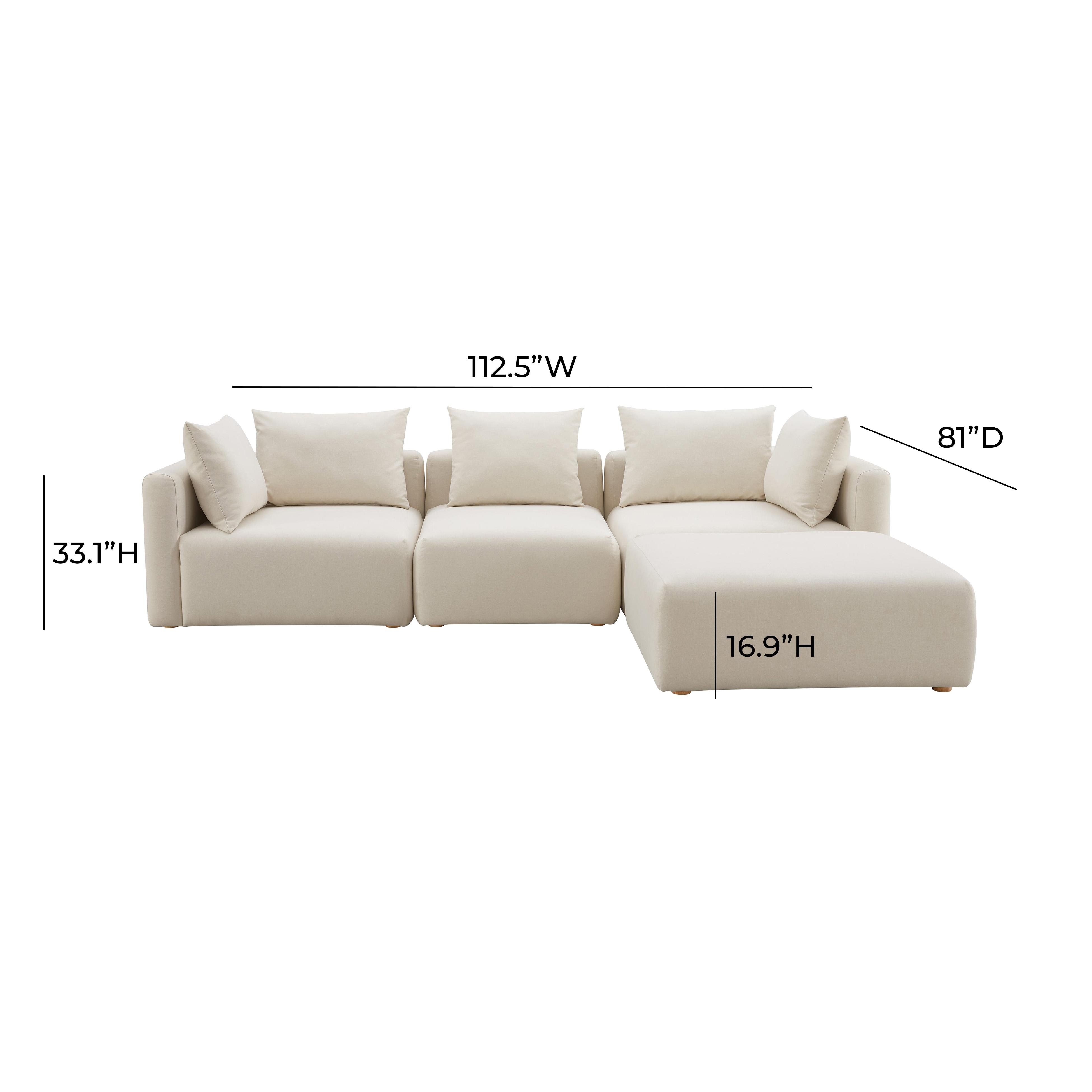 Hangover Cream Performance Linen 4-Piece Modular Sectional - Image 3