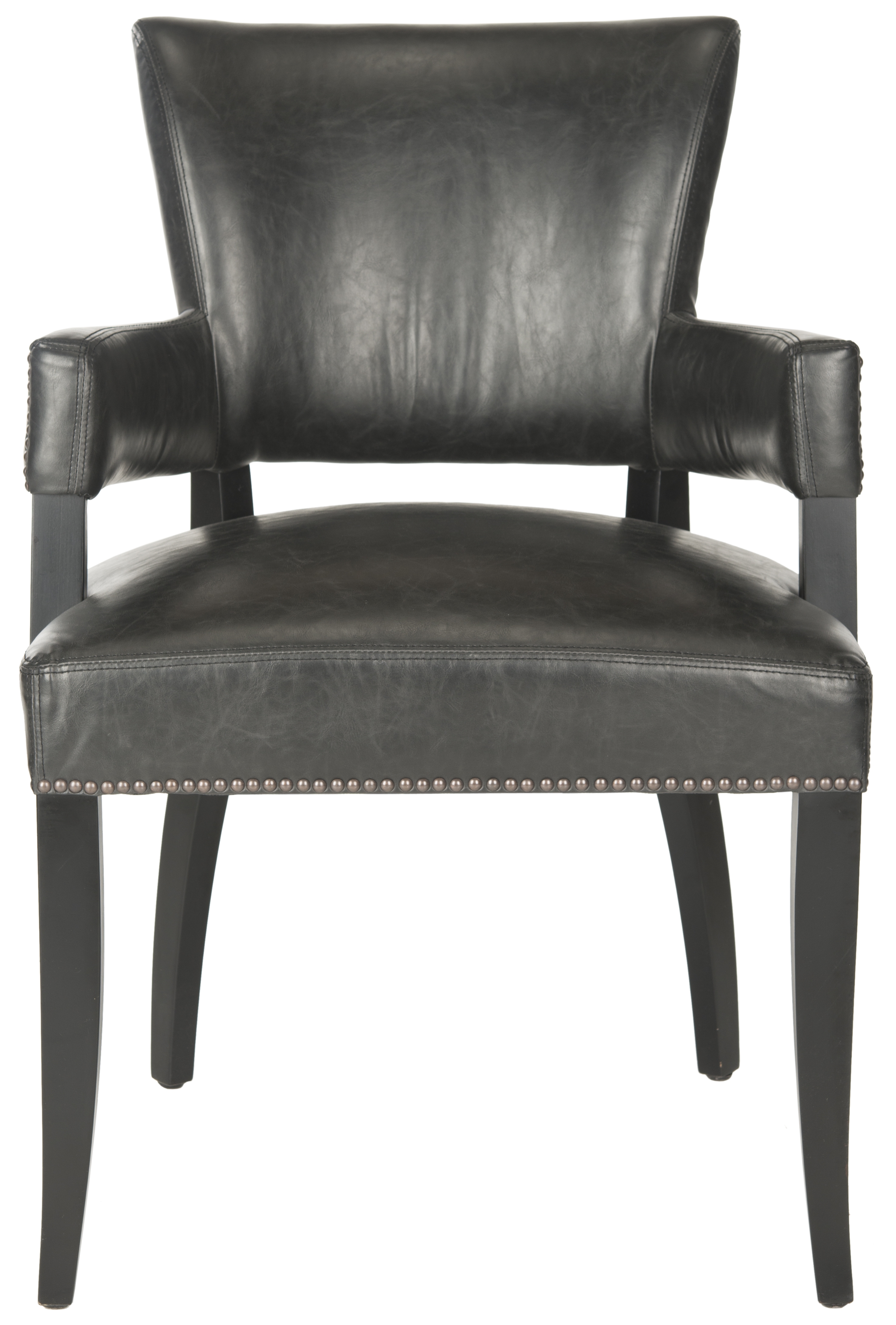 Desa 21''H Arm Chair - Brass Nail Heads - Antique Brown/Black - Arlo Home - Image 0
