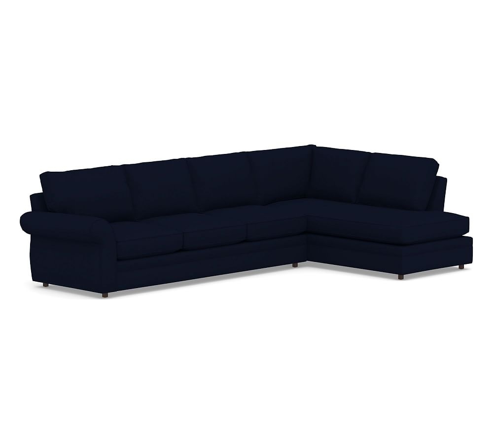 Pearce Roll Arm Upholstered Left Sofa Return Bumper Sectional, Down Blend Wrapped Cushions, Performance Everydaylinen(TM) Navy - Image 0