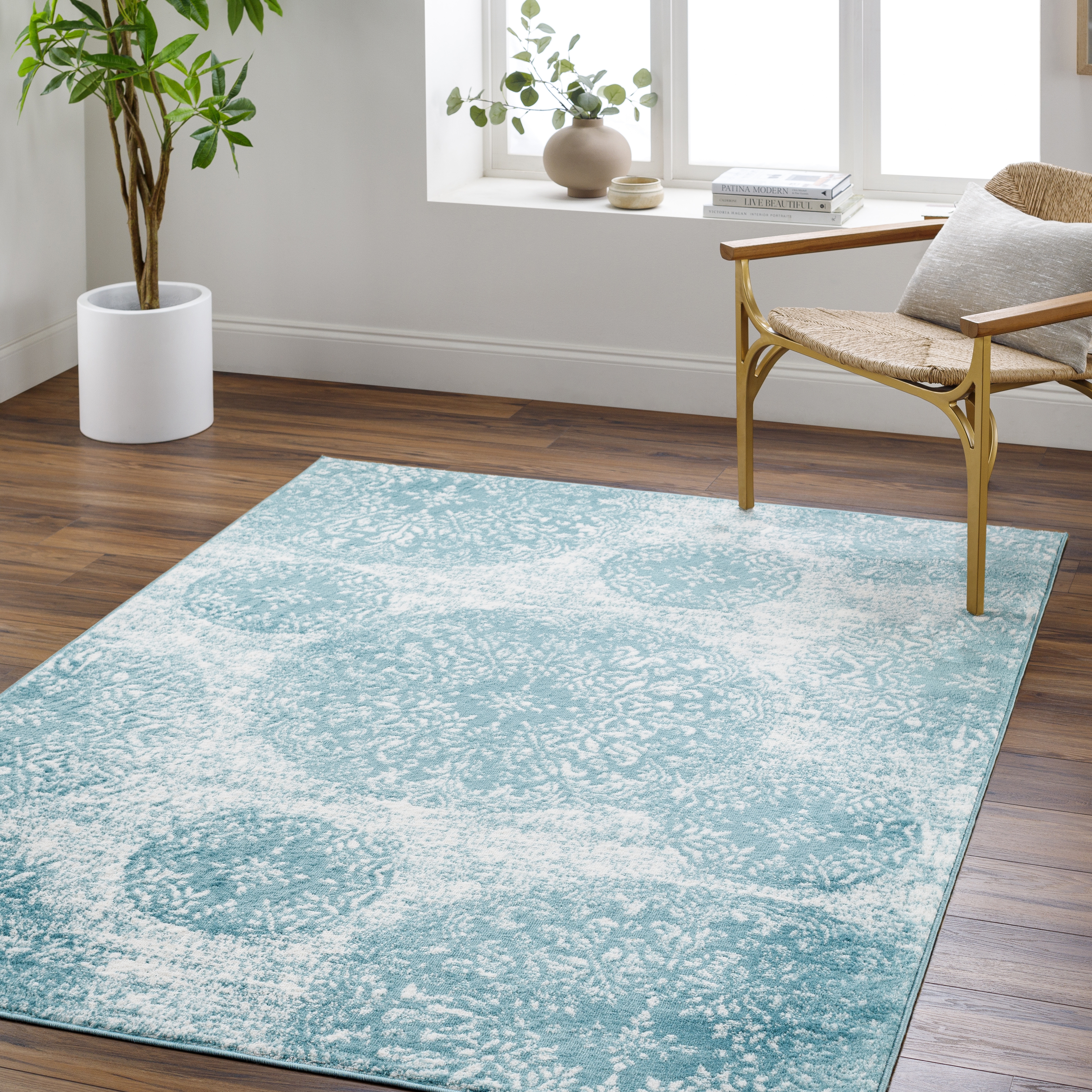 Monte Carlo Blue Indoor 7'10" x 10'2" Machine Woven Rug - Image 1