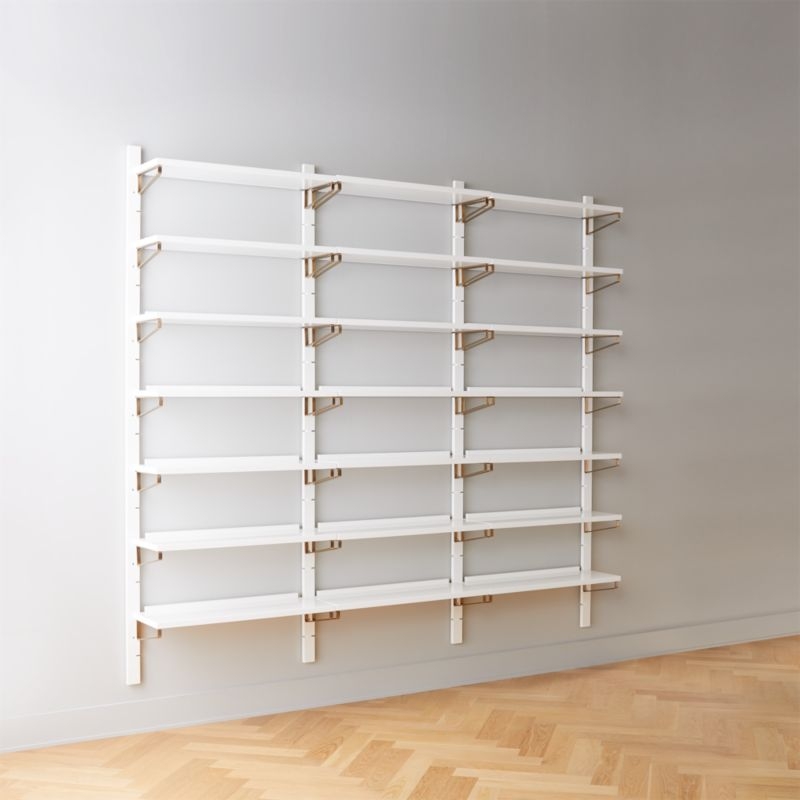 White High-Gloss Triple Modular Wall Shelf 88" - Image 5