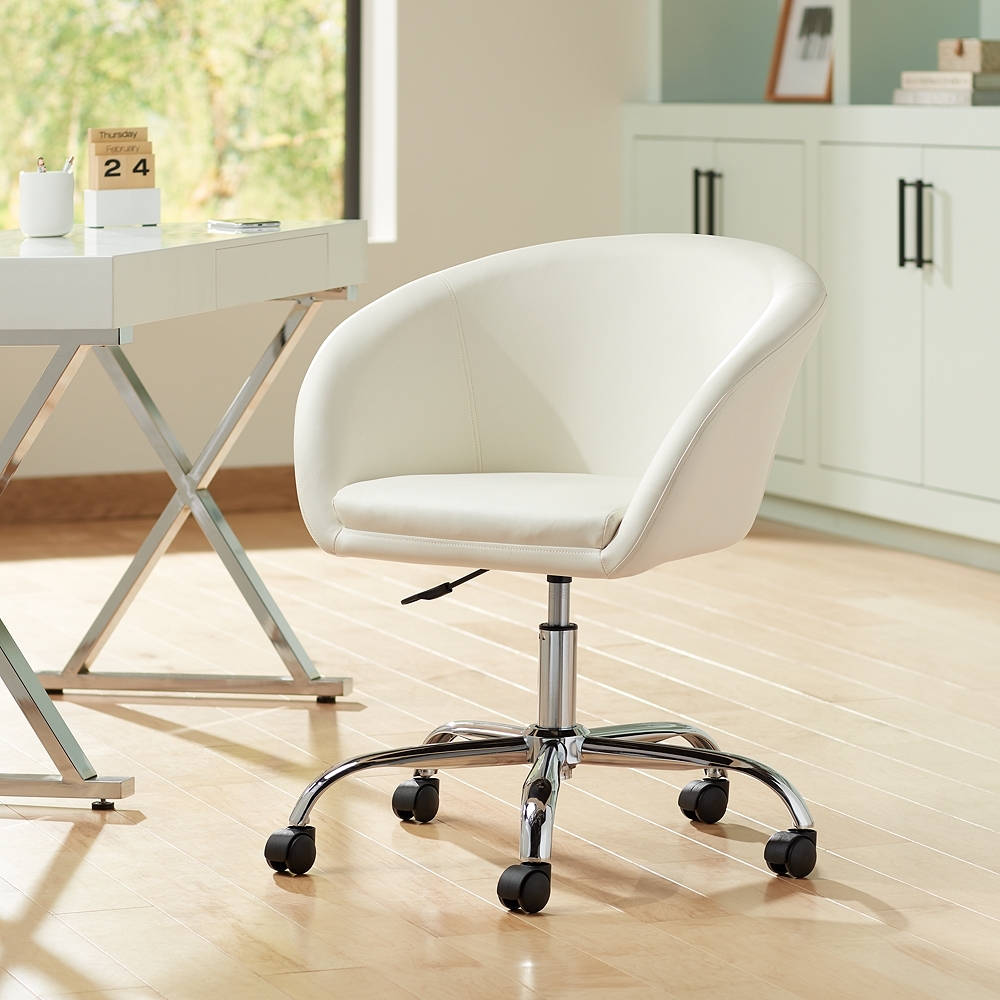 55 Downing Street Nash Creme Faux Leather Modern Adjustable Office Chair - Image 0