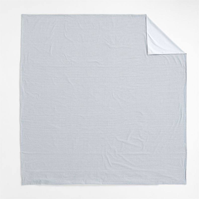 Oxford Shirting Light Indigo Blue Organic Cotton Reversible King Duvet Cover - Image 3