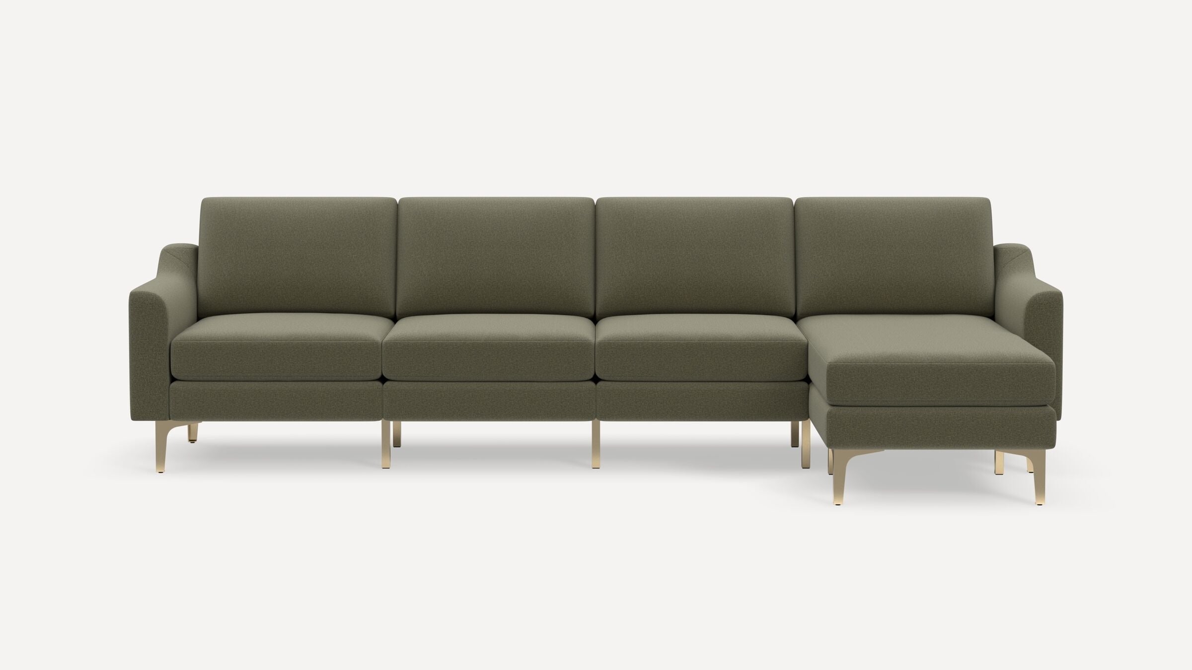 Nomad King Sectional - Moss Green - Performance Flatweave / Brass - Metal / Slope - Image 0