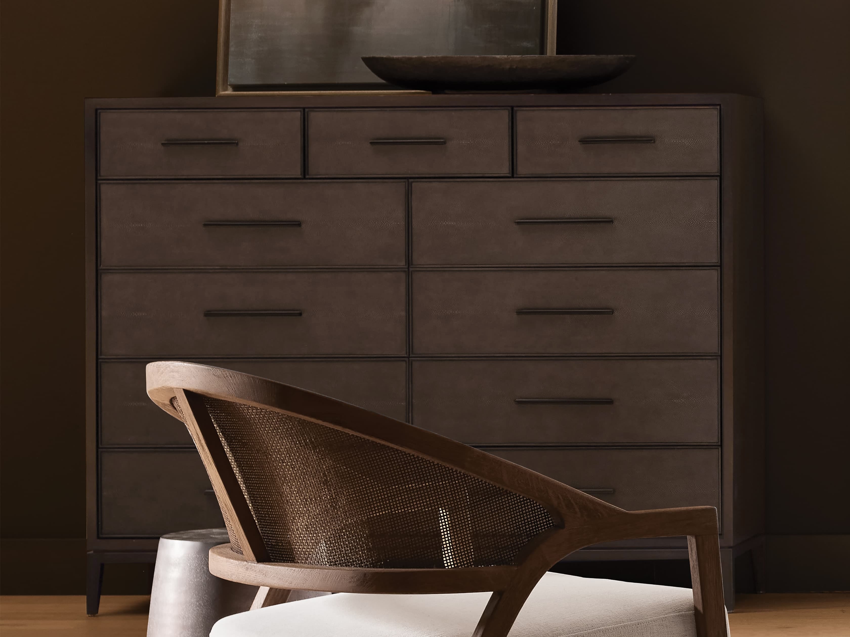 Malone Eleven-Drawer Dresser in Shagreen Brown  Caramel - Image 0