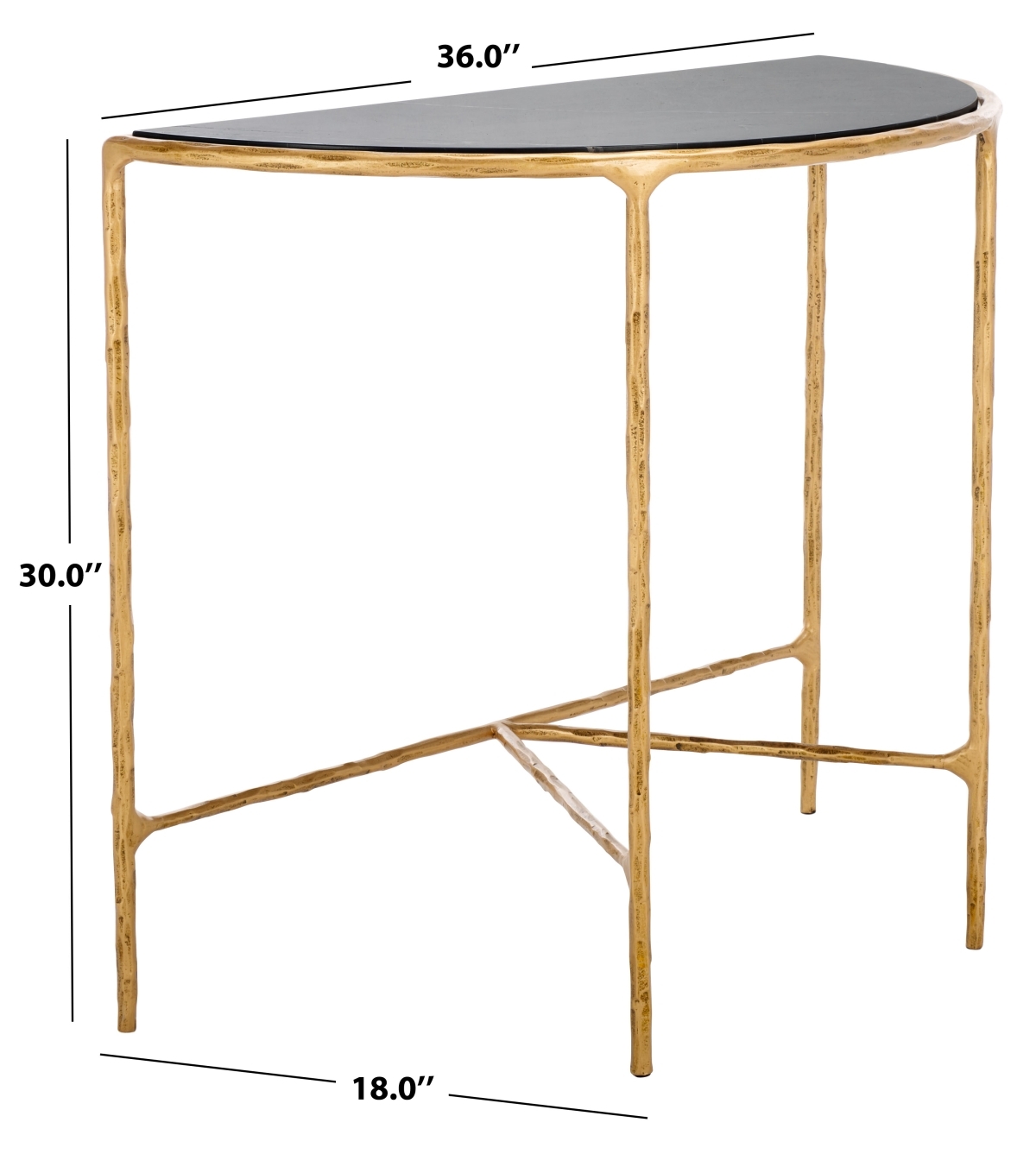 Jessa Forged Metal Console Table - Brass/Black - Image 6
