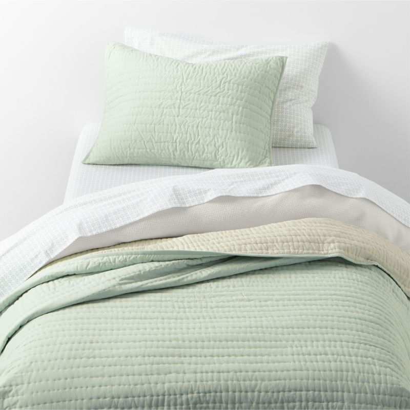 Cozy Cloud Geo Giggles Blue Block Print 100% Organic Cotton Kids Twin Sheet Set - Image 1