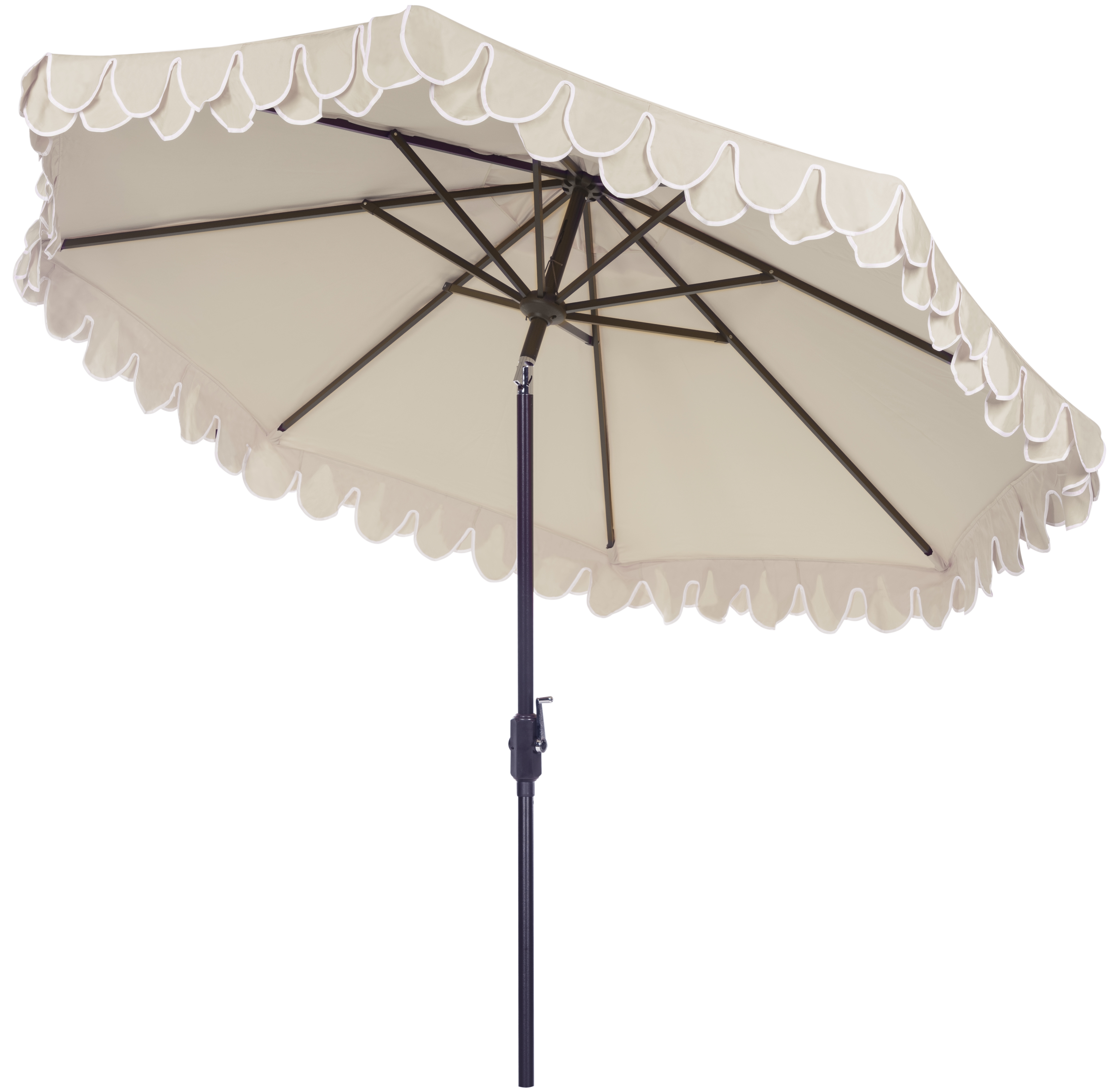Uv Resistant Elegant Valance 9Ft Auto Tilt Umbrella - Beige/White - Arlo Home - Image 1
