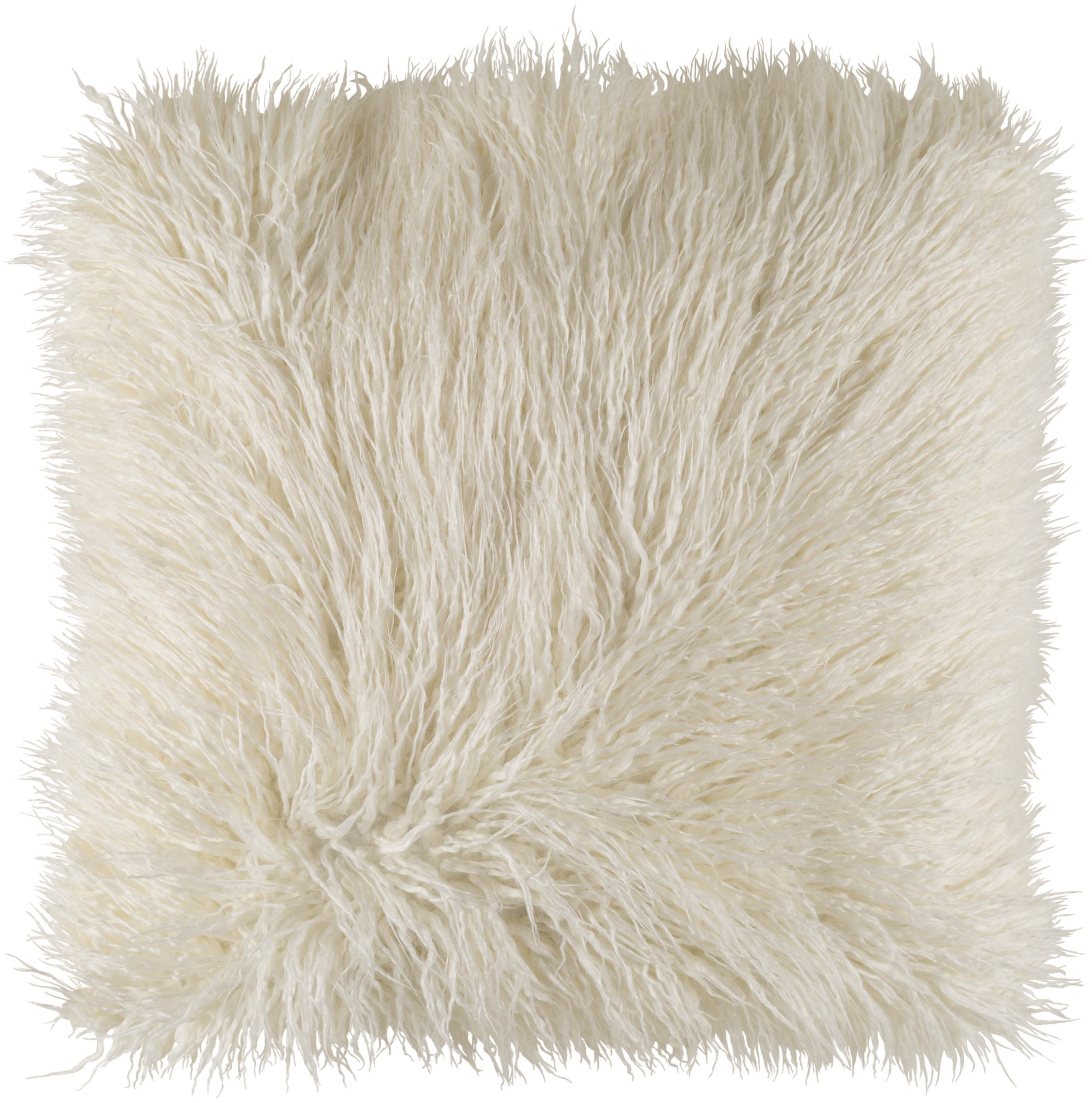 Kharaa Faux Fur Pillow Cover, Cream, 18" x 18" - Image 0