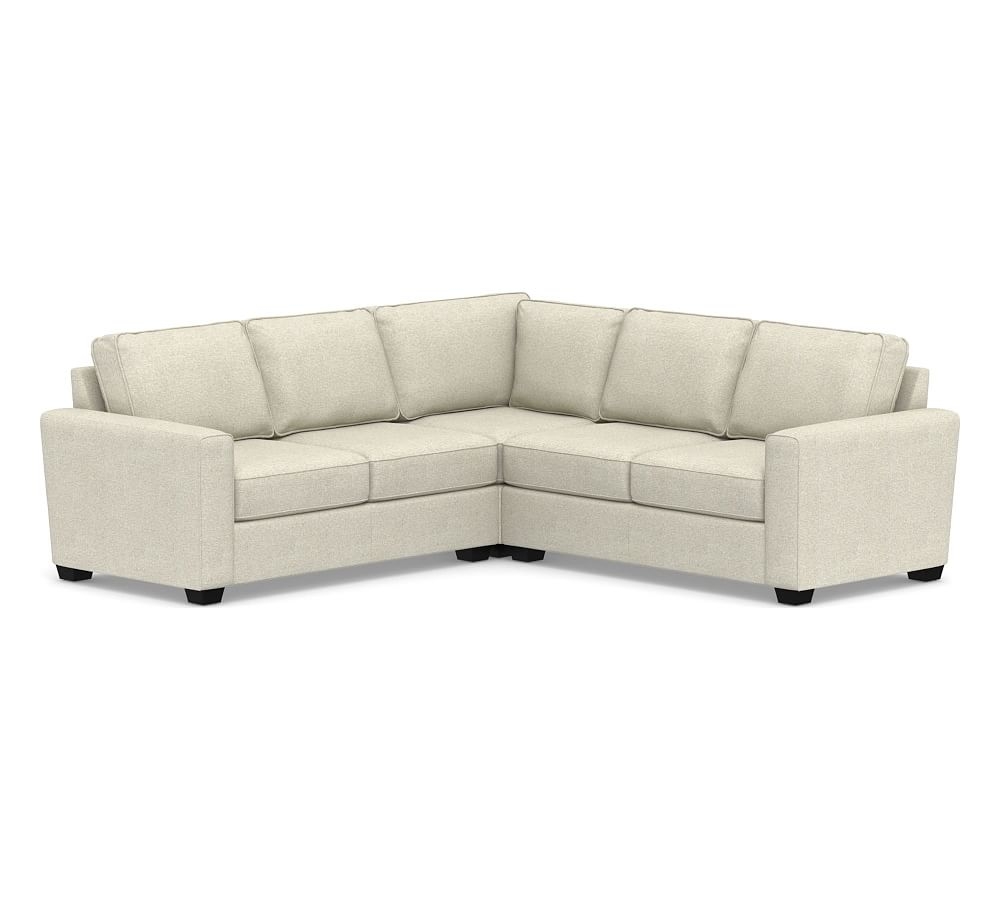 SoMa Fremont Square Arm Upholstered 3-Piece L-Shaped Corner Sectional, Polyester Wrapped Cushions, Performance Heathered Basketweave Alabaster White - Image 0