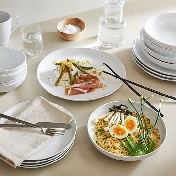 Organic Dinnerware Pasta Bowl, White, Set of 4 - Image 1