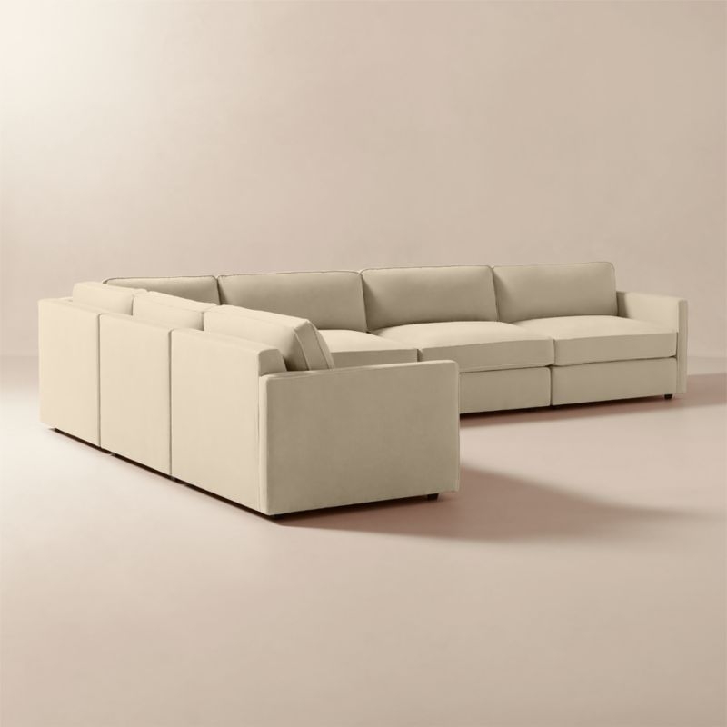 Winona 5-Piece L-Shaped Small Taupe Performance Velvet Sectional Sofa - Image 4