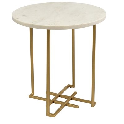 Huson Marble Top Cross Legs End Table - Image 0