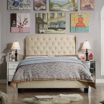 Mildred 100% Linen Upholstered Standard Bed - Image 0