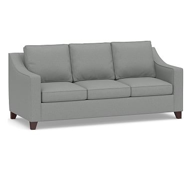 Cameron Slope Arm Upholstered Queen Sleeper Sofa with Air Topper, Polyester Wrapped Cushions, Performance Brushed Basketweave Chambray - Image 0