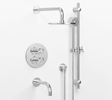 Tilden Thermostatic Cross-Handle Bathtub & Hand-Held Shower Faucet Set, Polished Nickel - Image 4
