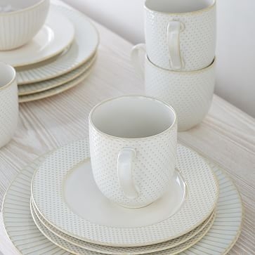 Textured Dinnerware, Set of 16, White - Image 1