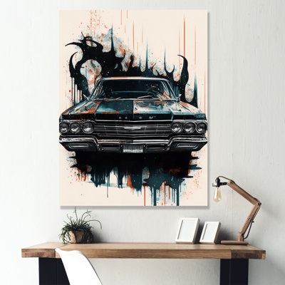 Black And Cream Expressions Of Classic Cars - Retro Car Canvas Wall Art - Image 0