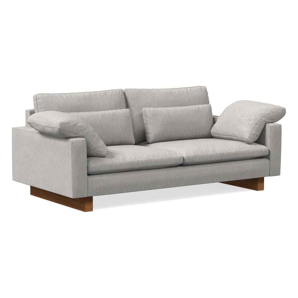Harmony 82" Multi-Seat Sofa, Standard Depth, Performance Coastal Linen, Storm Gray, Dark Walnut - Image 0