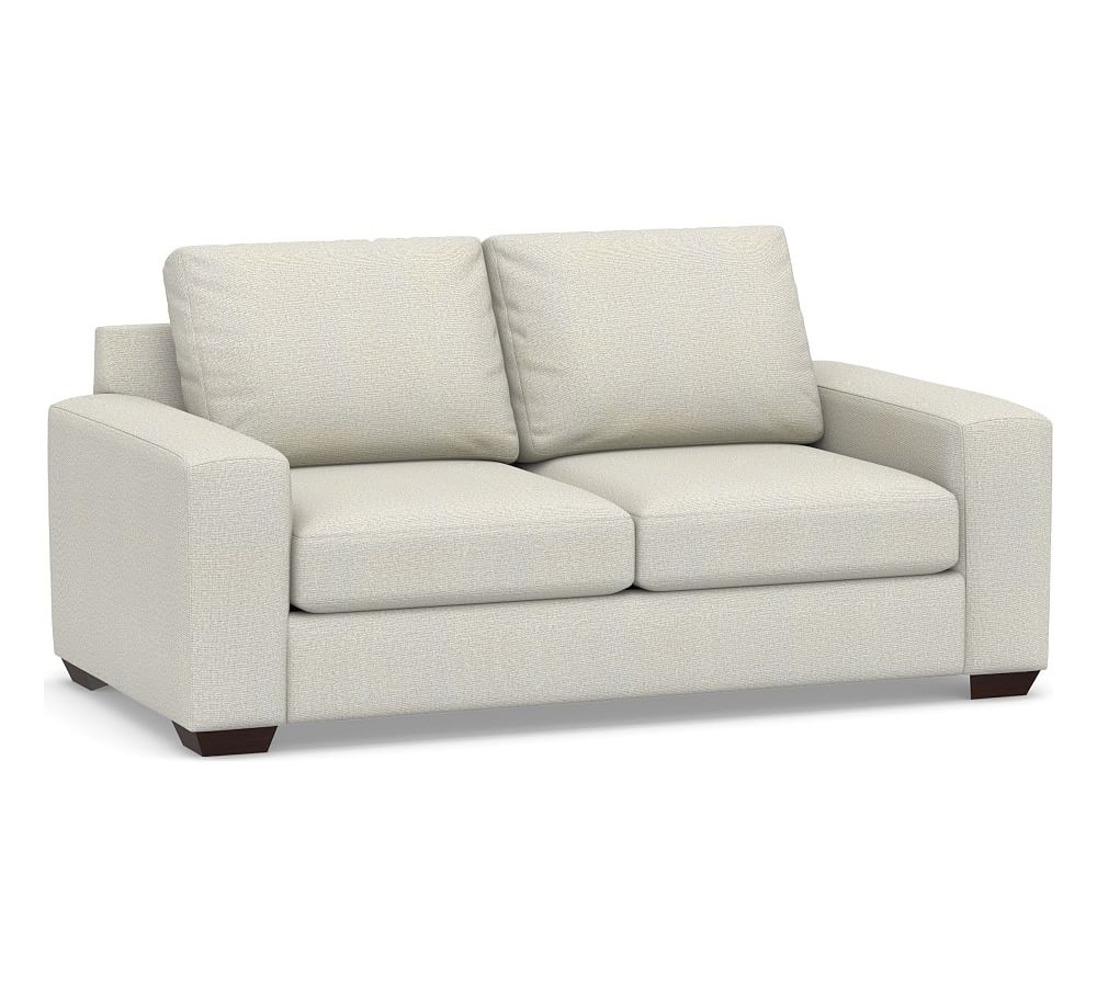 Big Sur Square Arm Upholstered Loveseat 76", Down Blend Wrapped Cushions, Performance Heathered Basketweave Dove - Image 0