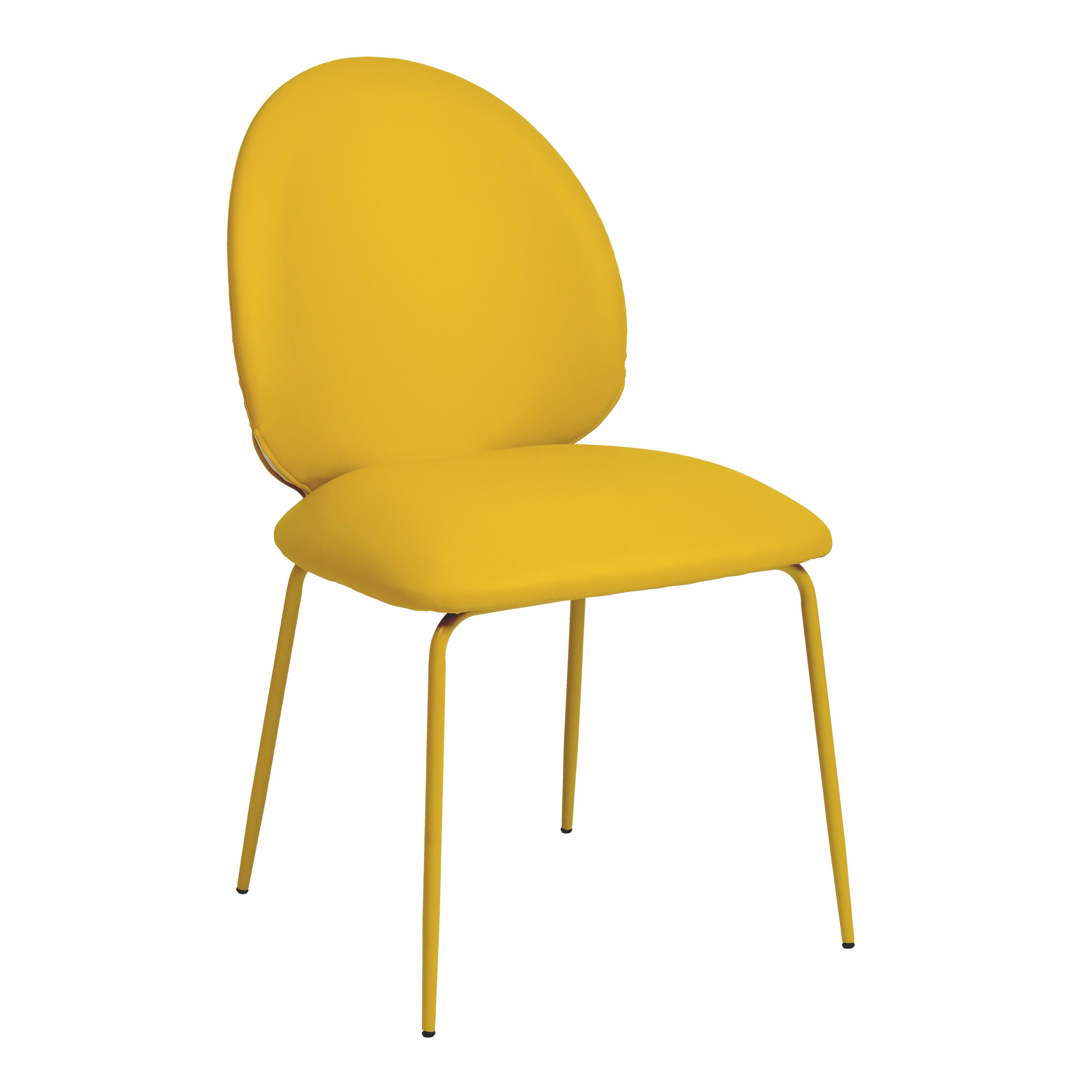 Lauren Yellow Vegan Leather Kitchen Chairs - Set of 2 - Image 0