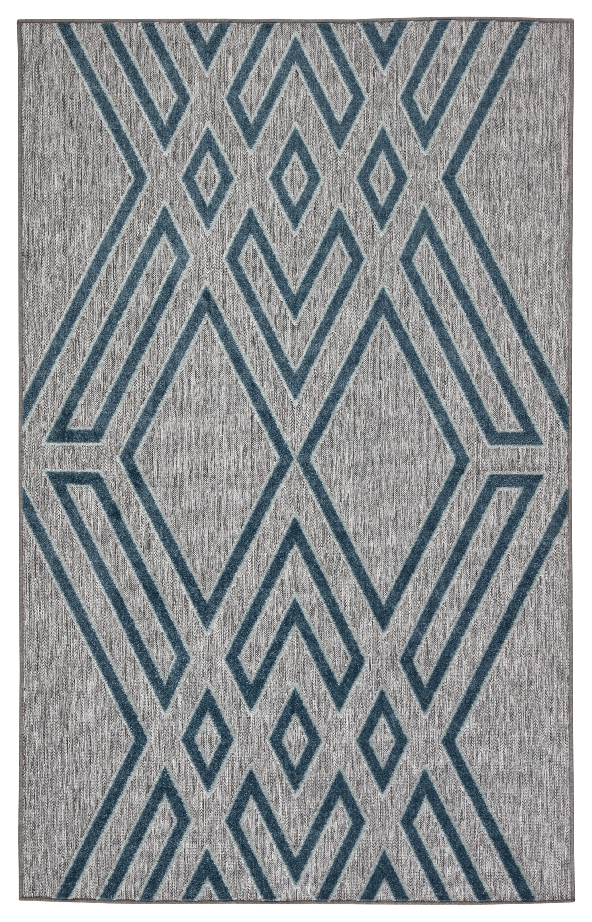 Nikki Chu by Tasma Indoor/ Outdoor Geometric Gray/ Blue Area Rug (5'X7'6") - Image 0
