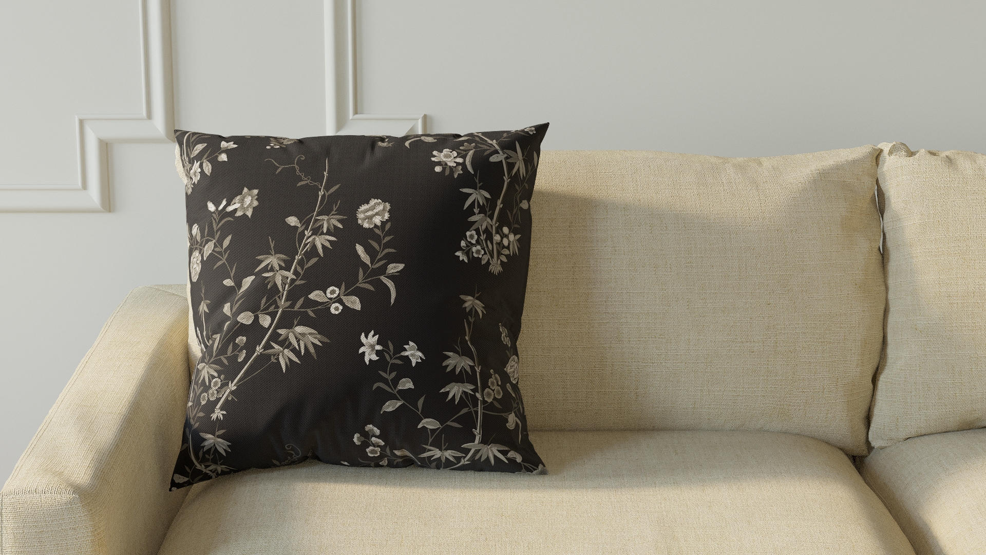 Throw Pillow 20", Black Bamboo Garden, 20" x 20" - Image 2