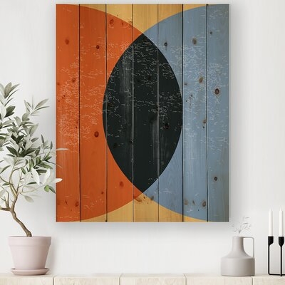 Minimal Geometric Compostions Of Elementary Forms XXIV - Modern Print On Natural Pine Wood - Image 0