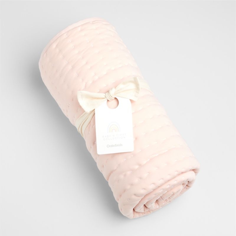 Baby's First Pink Organic Jersey Baby Crib Quilt - Image 1
