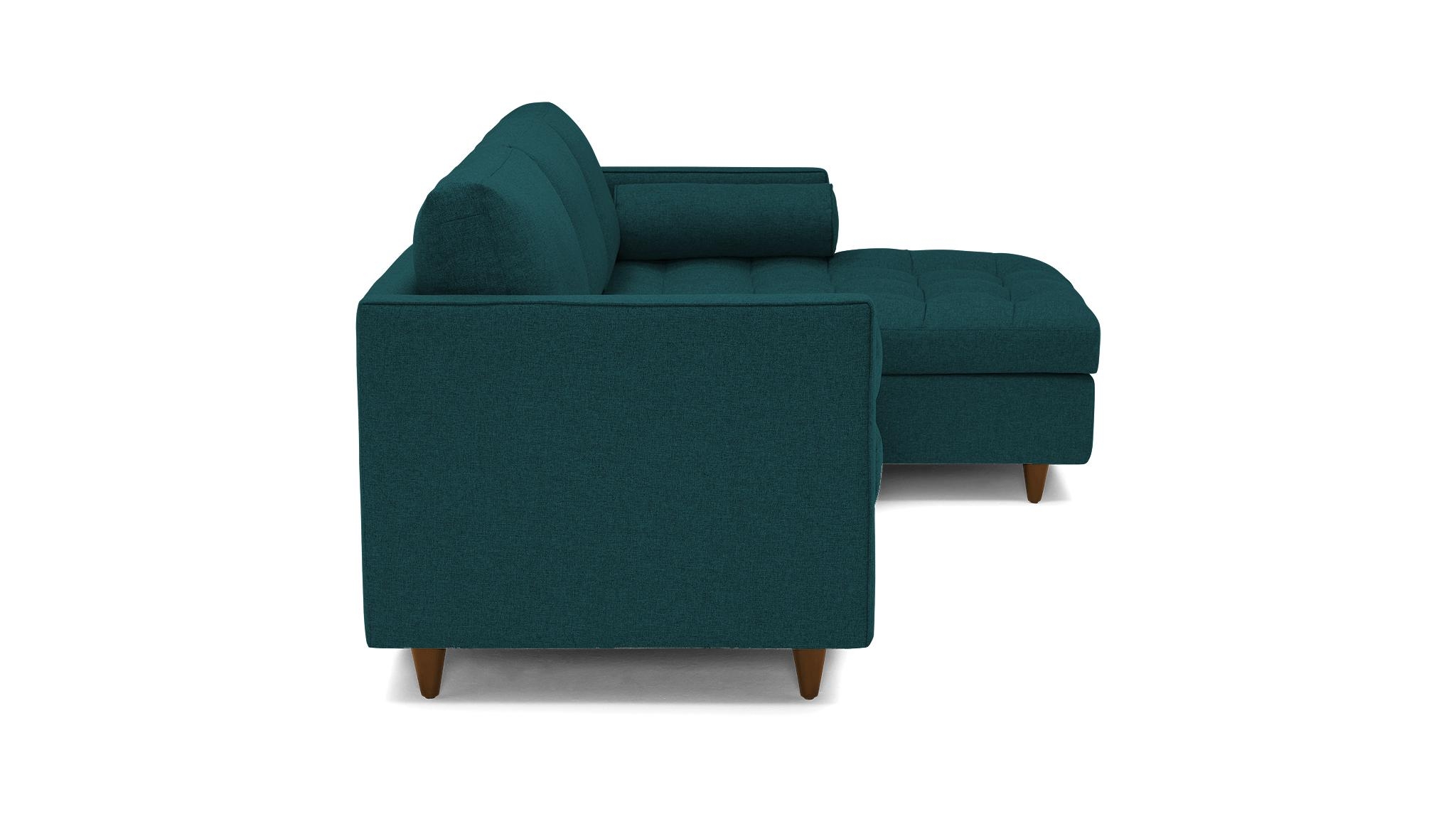 Blue Briar Mid Century Modern Sectional with Storage - Royale Peacock - Mocha - Left - Image 3