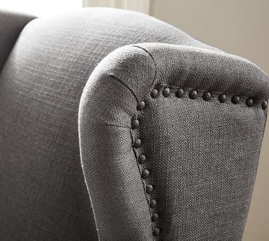 SoMa Delancey Wingback Upholstered Armchair, Polyester Wrapped Cushions, Performance Heathered Velvet Olive - Image 1