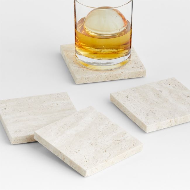 Travertine Coasters, Set of 4 - Image 0